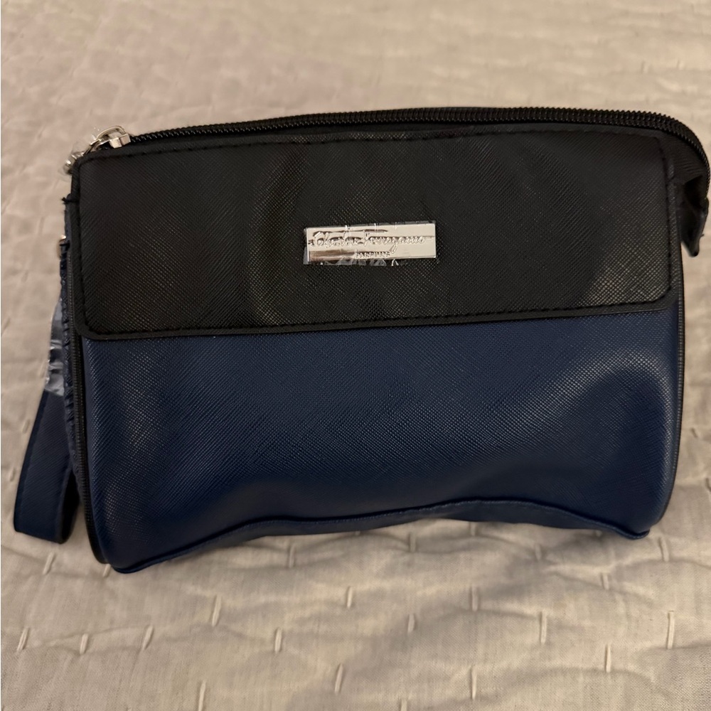 Salvatore Ferragamo for Eva Air Faux Saffiano Leather Wristlet / Key Chain 5.5”